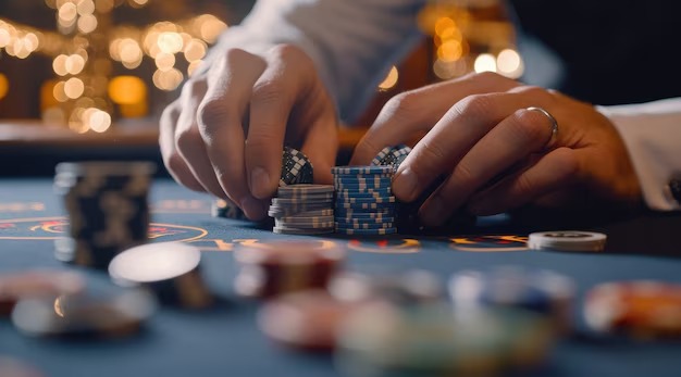 casino online mobile app interface showing live blackjack table and account menu